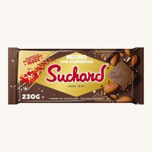 Suchard Dark Chocolate Nougat with Almonds and Puffed Rice (Turrón de Chocolate Negro con almendras), tablet 230 g